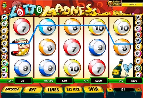 Аппарат Lotto Madness - выигрышная последовательность с Wild Выигрышная последовательность с Wild в аппарате Lotto Madness