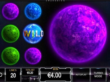 Игровой автомат Stars Awakening - призовая комбинация с диким знаком Призовая комбинация с диким знаком в игровом автомате Stars Awakening