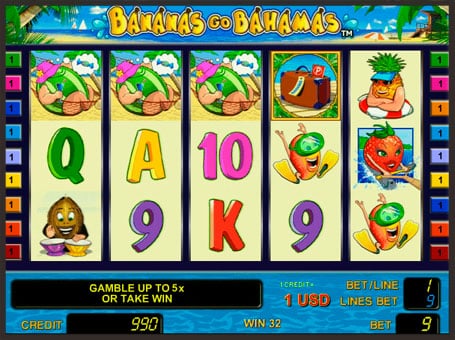 Онлайн автомат Bananas go Bahamas - выигрышная комбинация Выигрышная комбинация в онлайн автомате Bananas go Bahamas